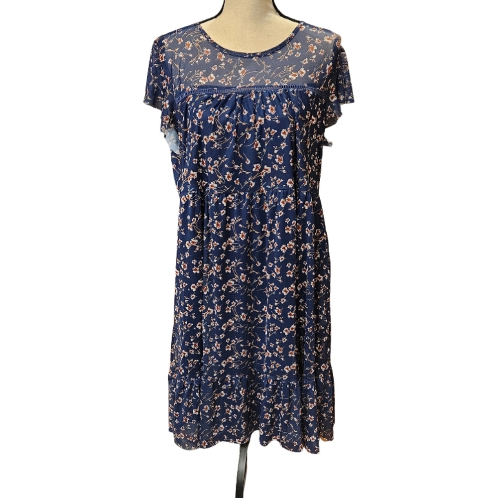 Vintage Suzanne Betro Floral Blue Dress